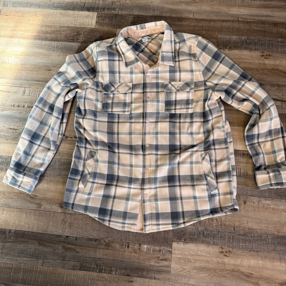O'Neil Flannel Pink Plaid Snaps Shirt Sz XL Long‎ Sleeve Cotton Blend Beach